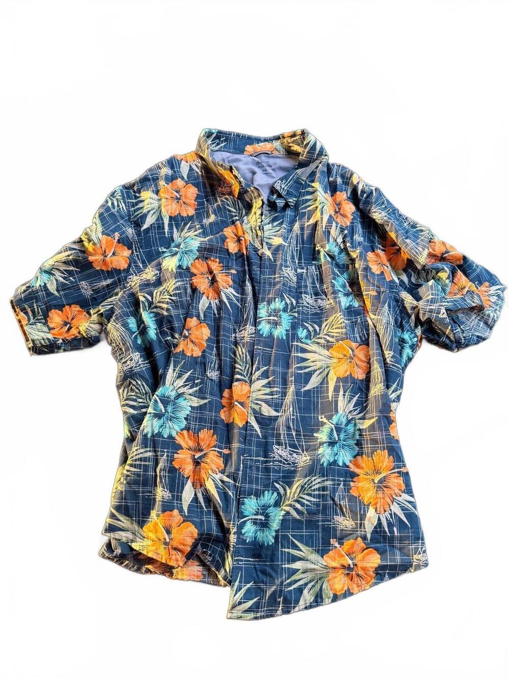 IZOD Saltwater blue floral short sleeve shirt